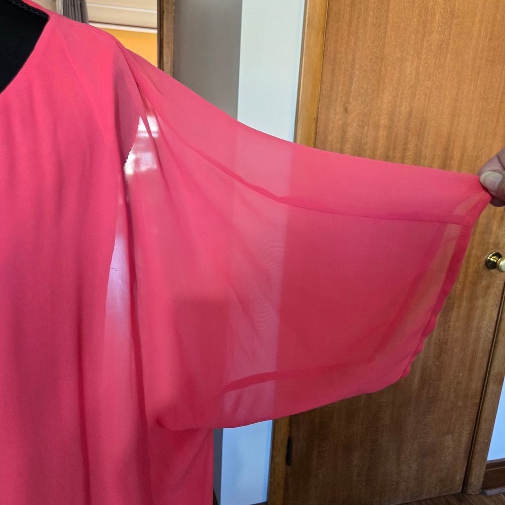 Dana Buchanan Pink Chiffon Side Tie Blouse Coral Layered Top XL - Picture 6 of 9